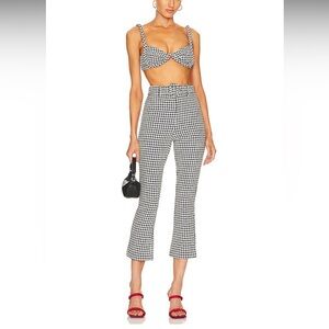 MAJORELLE Black and White Cropped Gingham Jumpsuit